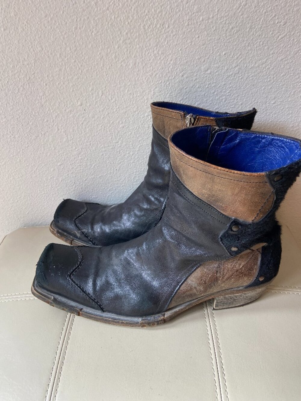 Mark Nason Rock Lives Boots Zipper Dragon Mens Distressed SZ 9.5